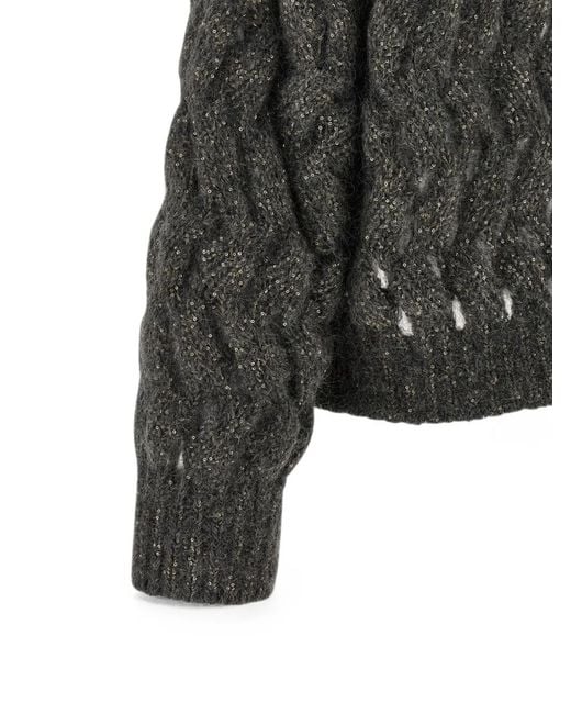 Brunello Cucinelli Gray Dazzling Waves Sweater
