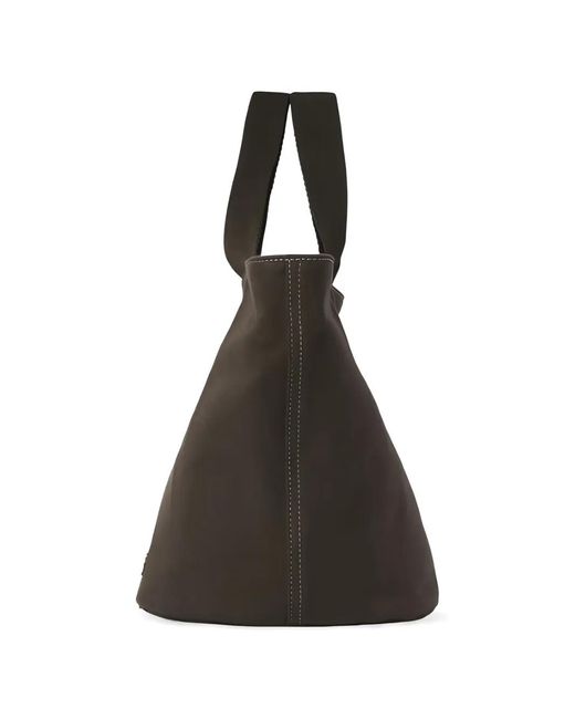The Row Black Contrast-Stitching Tote Bag