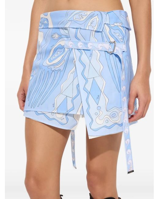 Emilio Pucci Blue Angoli-Print Strapless Top