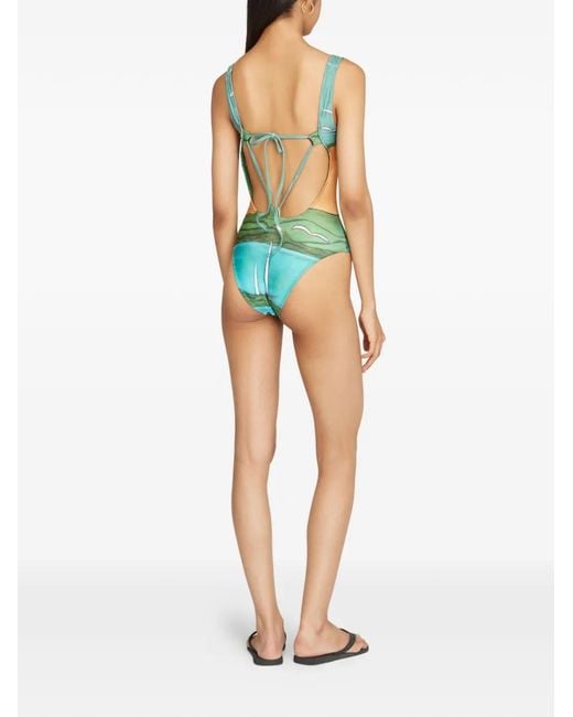 Donde Esteban Green Graphic Swimsuit
