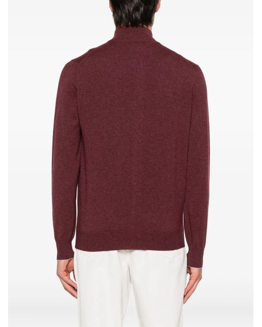 Brunello Cucinelli Purple Cashmere Zipped Cardigan for men