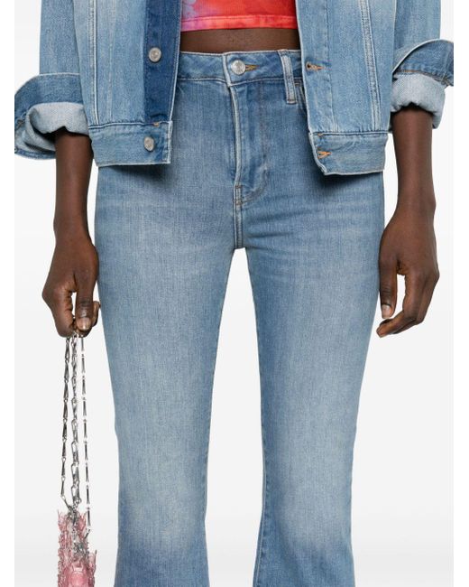 FRAME Blue Whiskering-effect Bootcut Jeans