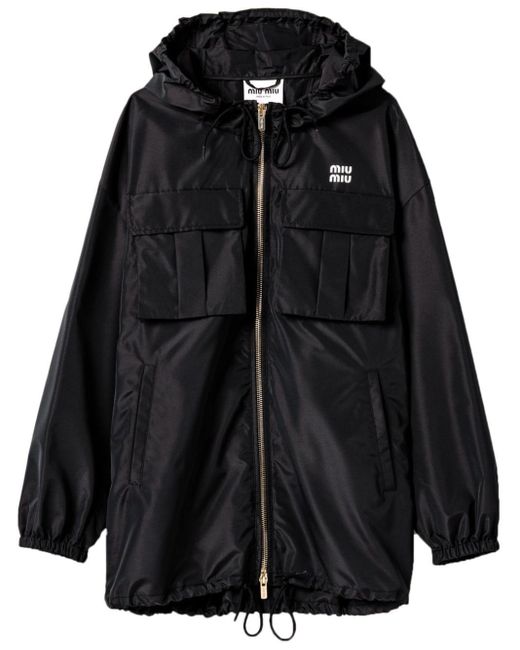 Miu Miu Panelled Parka Coat in Black | Lyst Miu Miu Panelled Parka Coat in Black | Lyst