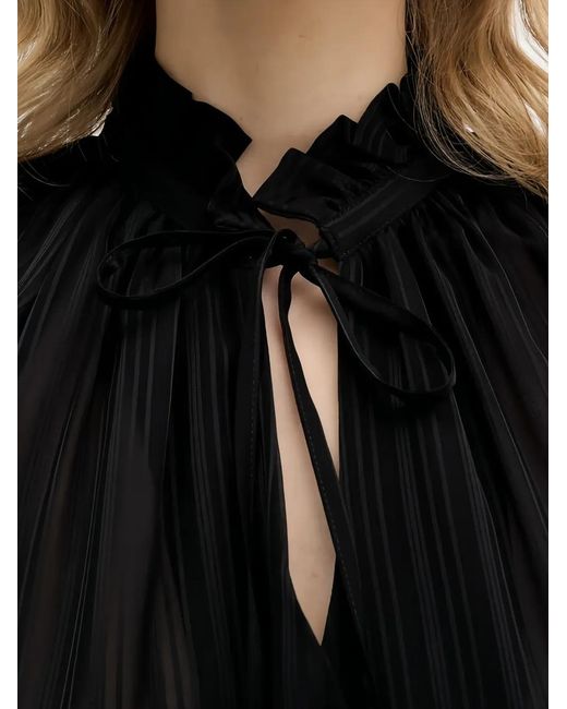 Sisley Black Ruffled-Neck Blouse