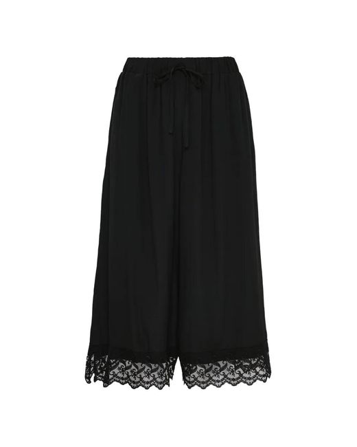 Simone Rocha Black Cropped Lace Trim Trousers