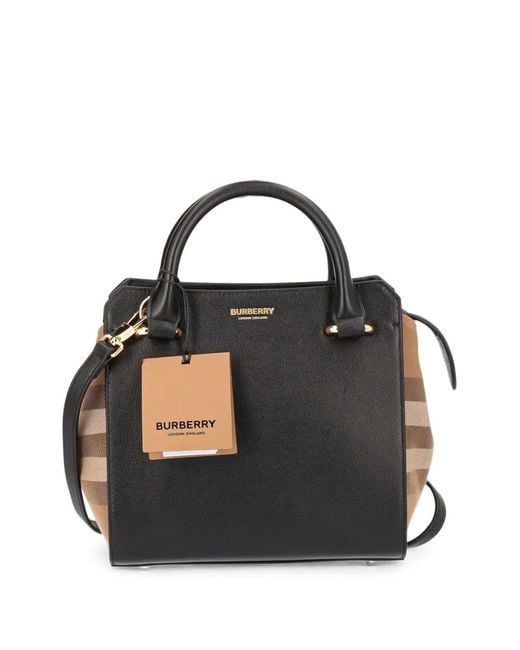 Burberry Black Mini Banwell Leather Tote Bag for men