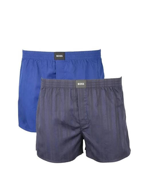 Boss Blue Striped Boxer Briefs (Set Of Two) for men