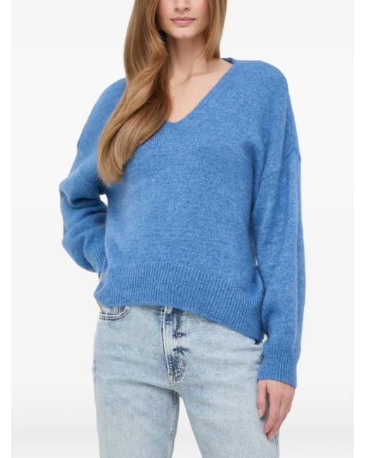 Maglione A Maniche Lunghe Con Scollo A V di Boss in Blue