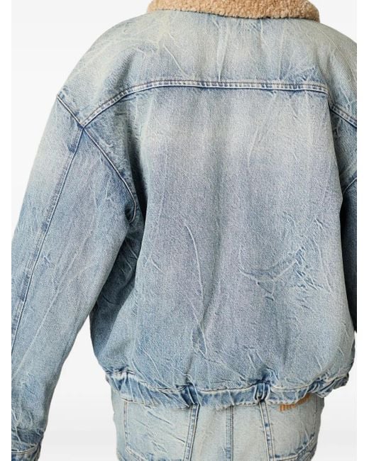 Miu Miu Blue Denim And Shearling Trucker Jacket