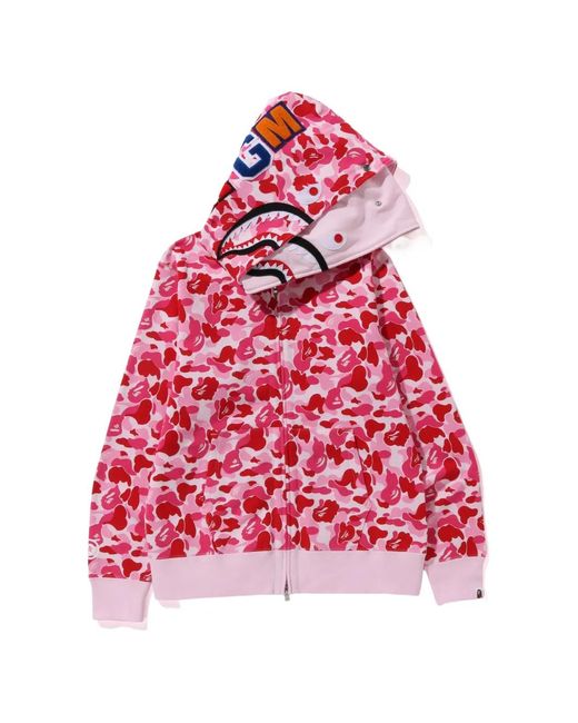 A Bathing Ape Red Full-Zip Camouflage-Print Hoodie for men