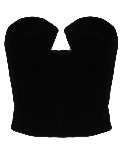 ROKH Black Cut-Out Velvet-Effect Bustier