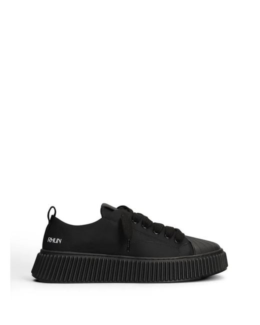 Rhun Black 2020 Treble Triple Ribbed-Sole Shell-Toe Sneakers for men