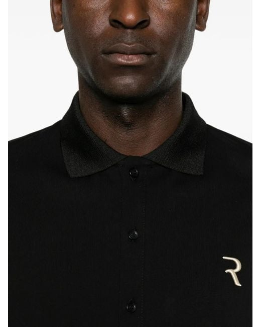 Rhun Black Logo-Embroidered Polo Shirt for men