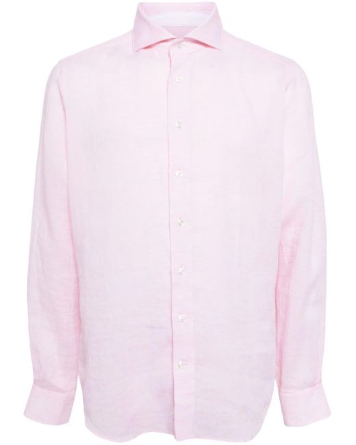 N.Peal Cashmere Pink Megeve Linen Shirt for men