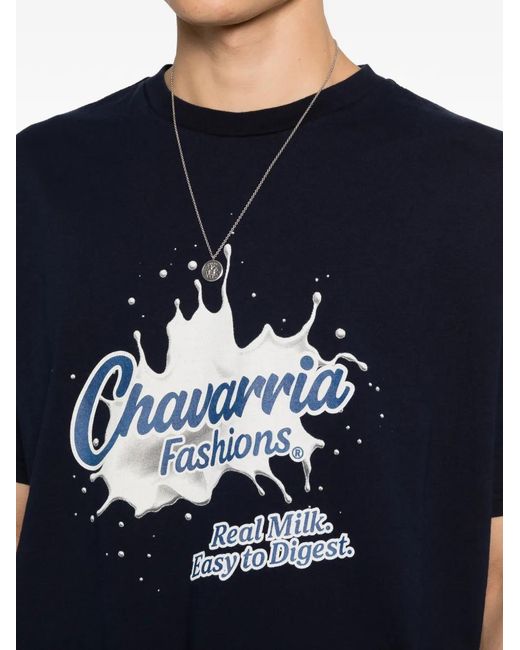 Willy Chavarria Blue Graphic T-Shirt for men