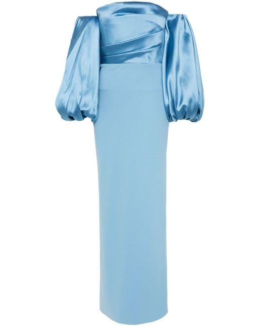 Solace London Blue Carmen Crepe Maxi Dress
