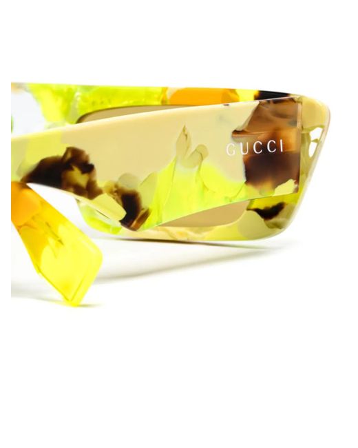 Gucci Yellow Rectangular-Frame Sunglasses