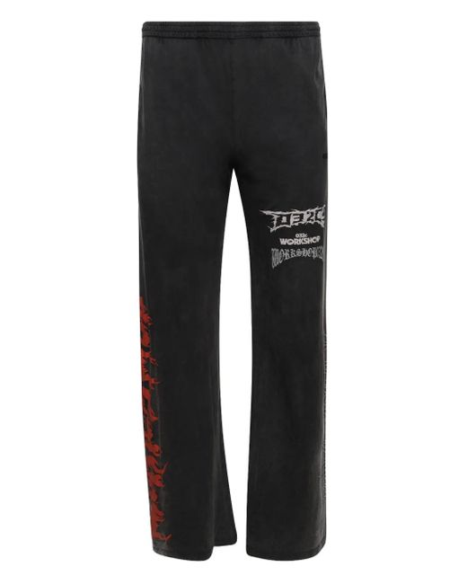 032c Black Telepresence Graphic-Print Trousers for men