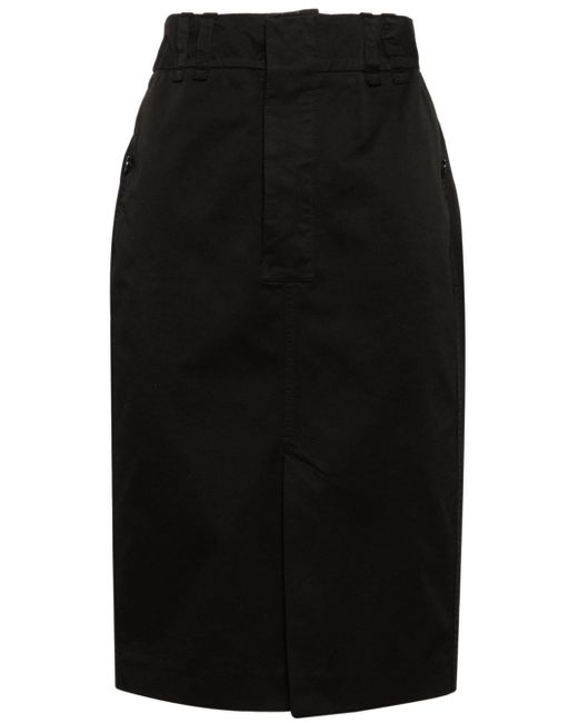Saint Laurent Black Front-slit Midi Skirt