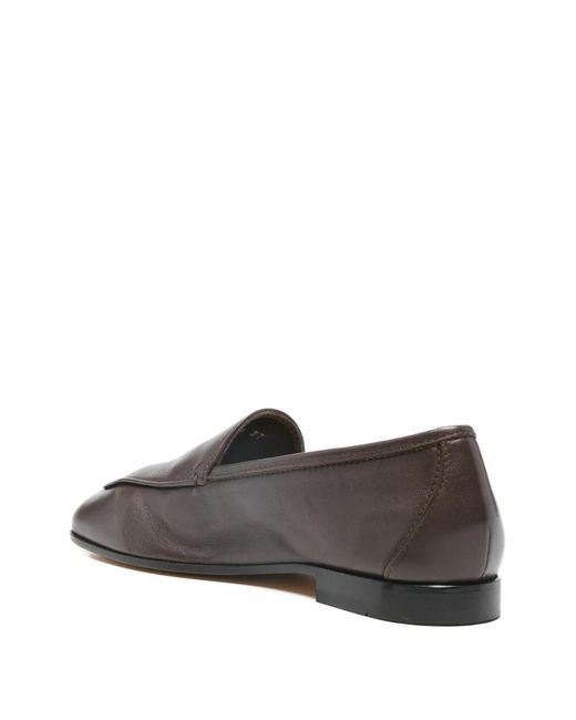 Doucal's Gray Almond-Toe Flat Loafers
