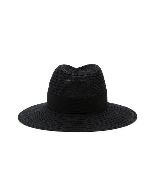 Maison Michel Black Virginie Straw Fedora Hat