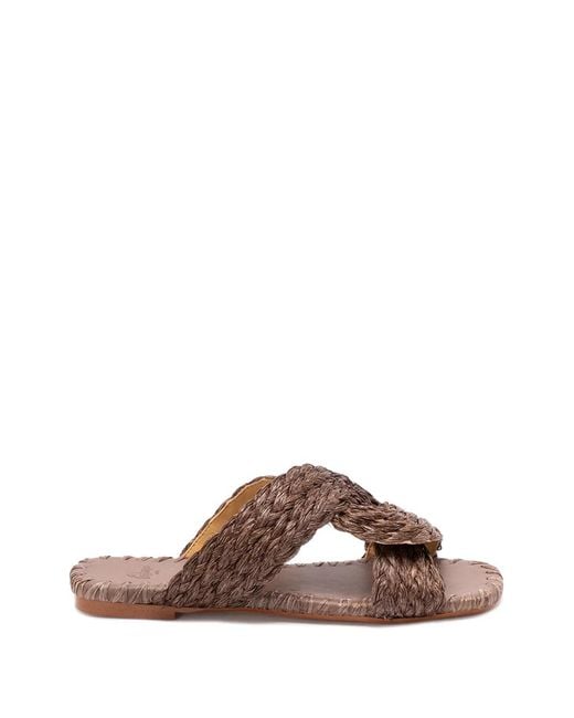 Castaner Brown Padme/258 Braided Raffia Flat Sandals