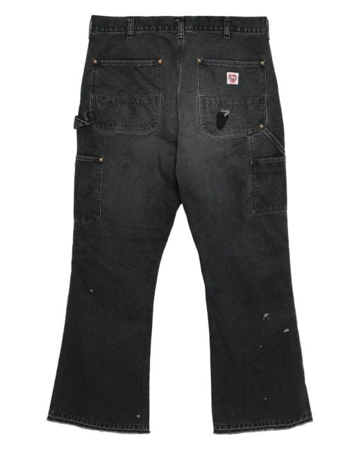 SAINT Mxxxxxx Black Patchwork Bootcut Jeans for men
