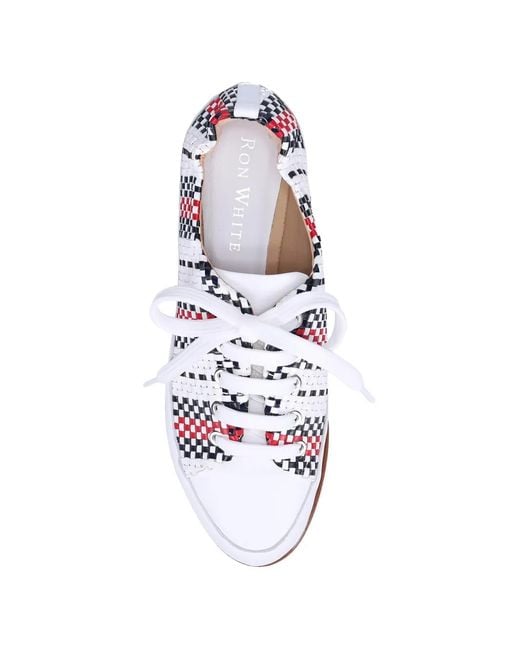 Ron White White Nova Woven Lace-Up Sneakers