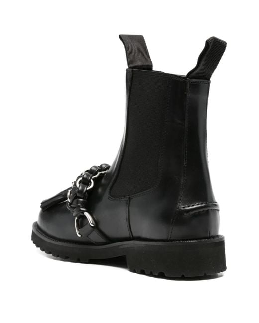 Toga Black Chain-Tassel Chelsea Boots