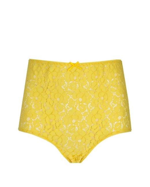 Laura Urbinati Yellow Floral-Lace Briefs