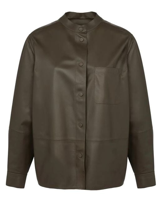 Yves Salomon Green Leather Overshirt