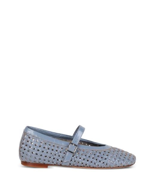 LORENA PAGGI Blue Woven Buckle-Fastening Flat Pumps