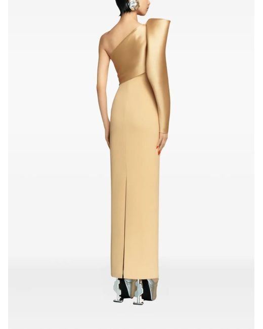 Solace London White Tally Satin-Sleeve Maxi Dress