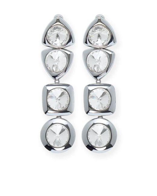 Boucles d'oreilles pendantes serties de cristal Area en coloris White