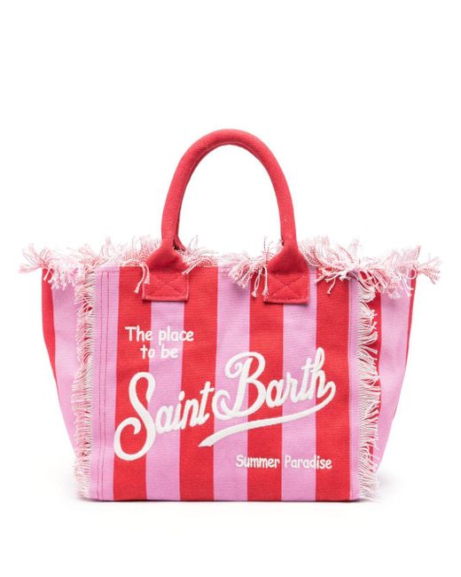 Vanity canvas tote bag di Mc2 Saint Barth in Pink