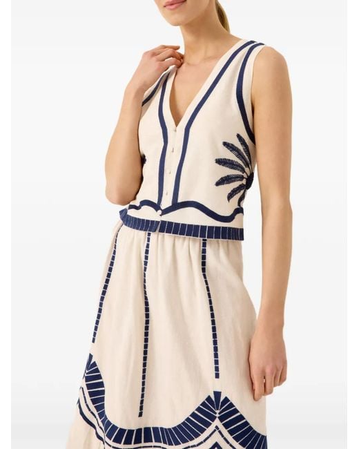 Marie Oliver Blue Zahara Embroidered Sleeveless Top