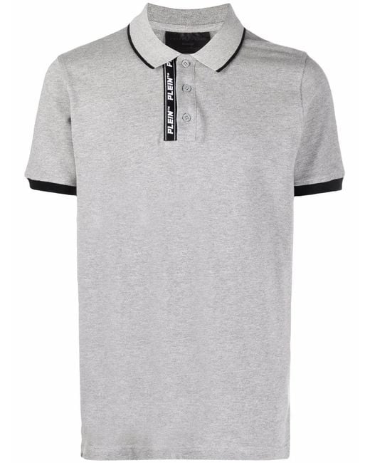 Philipp Plein Gray Logo-Tape Detail Polo Shirt for men
