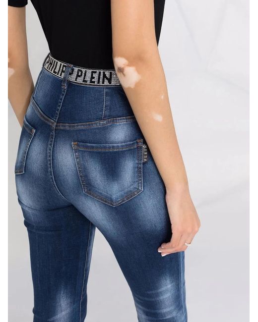 Philipp Plein Blue High-Waist Jeggings