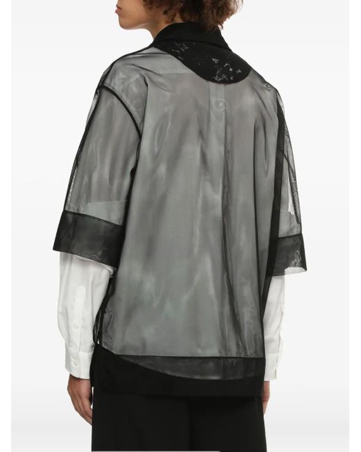 メンズ Simone Rocha レースパネル メッシュシャツ Black