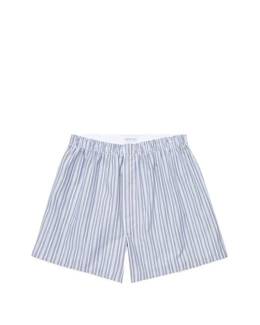 Sunspel Blue Stripe-Print Classic Boxer Shorts for men