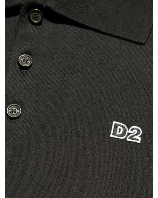 DSquared² Black Logo Patch Polo Shirt for men