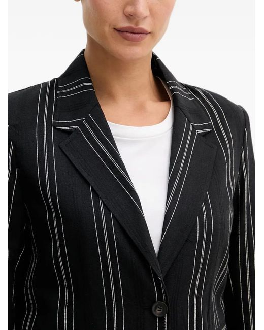 Benetton Black Pinstripe-Pattern Notched-Lapels Blazer
