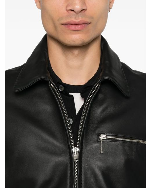 Second/Layer Black Solo Leather Jacket for men