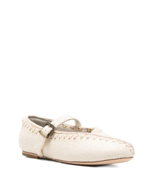 Mou Natural Round-Toe Ballet Flats