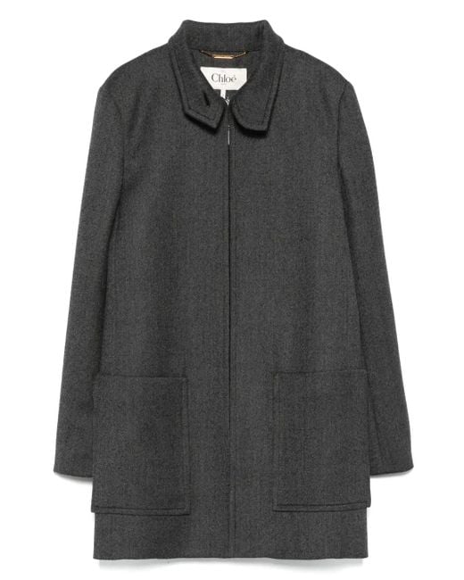 Chloé Black Zip-Up Oversize Coat