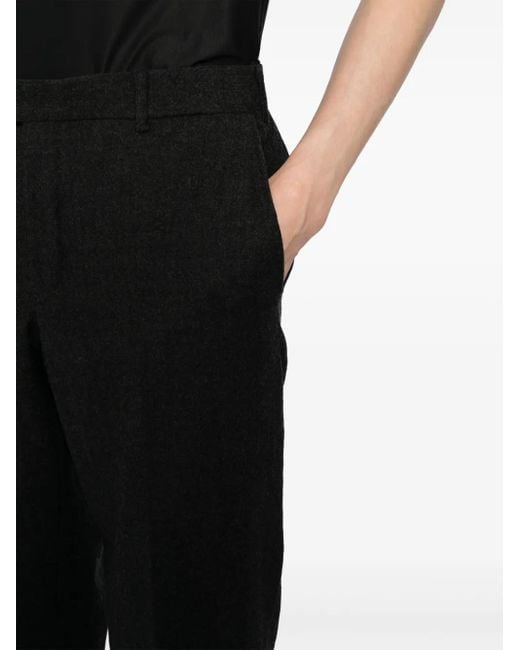 Lanvin Black Pressed-Crease Wool Tailored Trousers for men