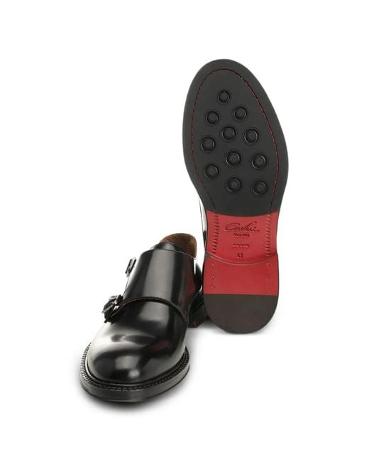 Corvari Black Brushed-Leather Double-Monk Shoes for men