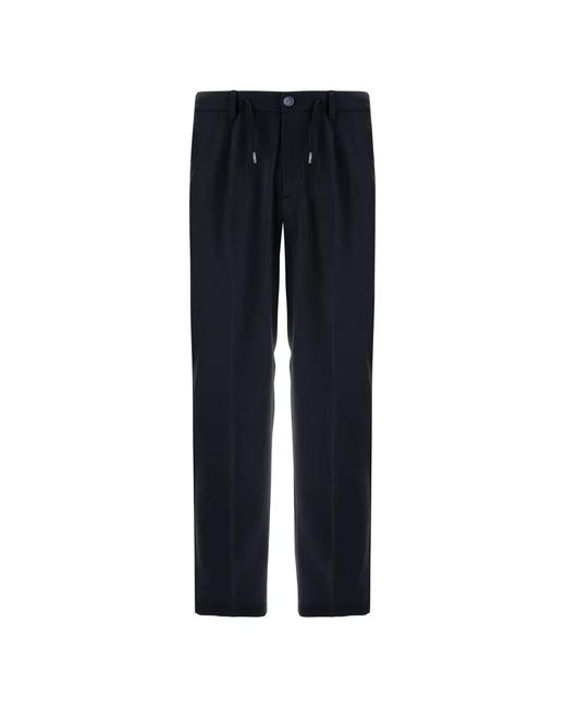 Herno Blue Pleated Water-Repellent Trousers for men