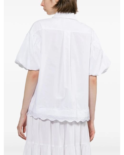 Simone Rocha White Chemise En Broderie Anglaise À Manches Bouffantes