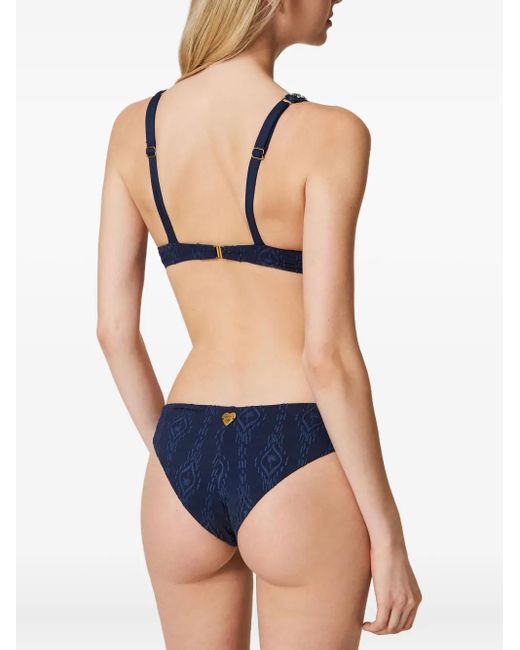 Twinset Blue Patterned Bikini Bottom